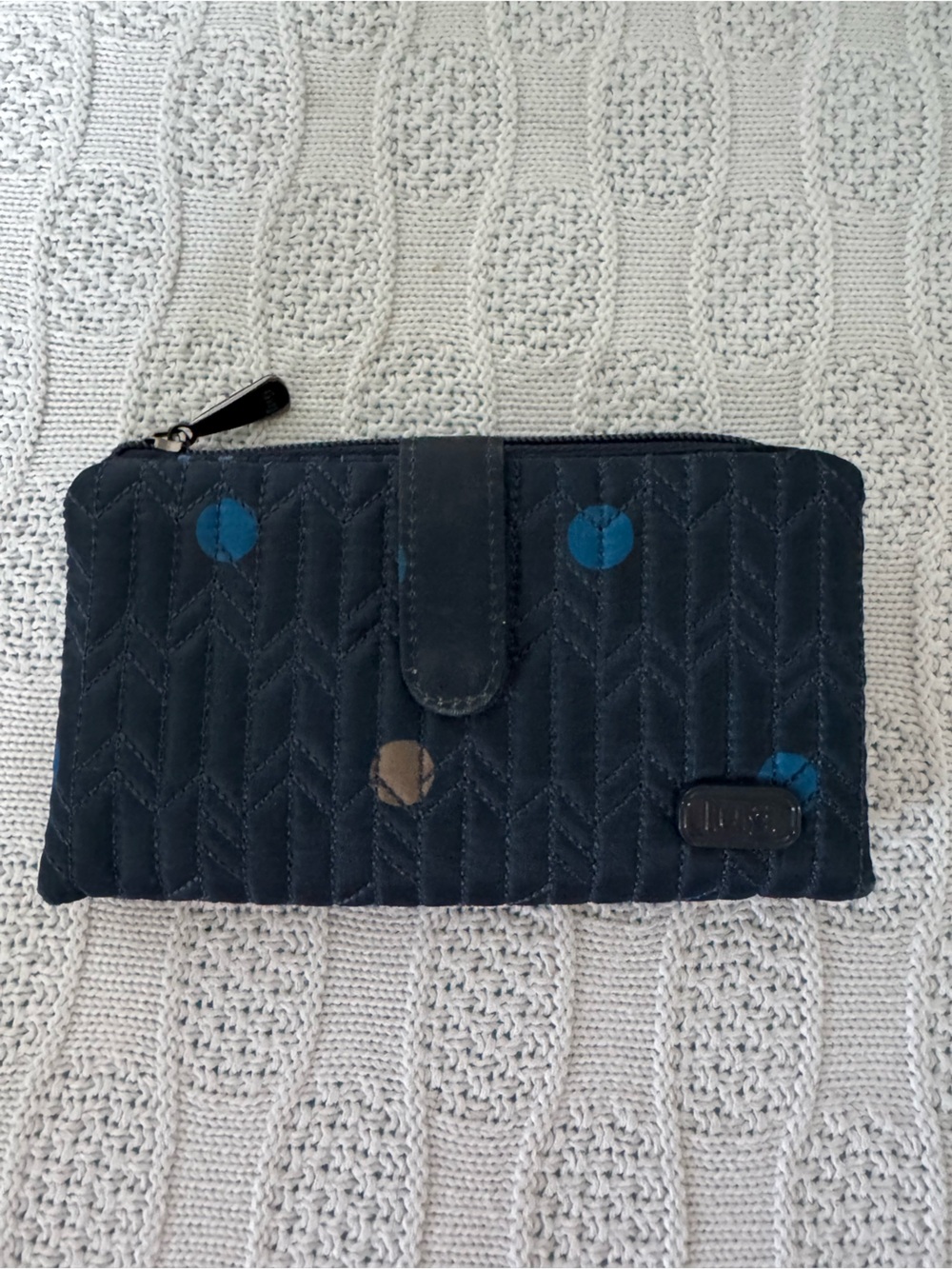 Lug Tram EUC polka dot navy wallet